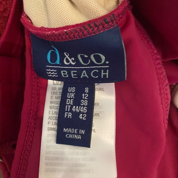 Denim and Company NWOT TWO PIECE raspberryDouble lined lace topAttached skirt - Picture 10 of 12